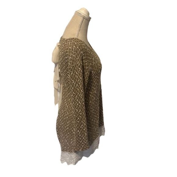 Anthropologie A'reve Sweater Tunic with Lace & Double Bow Detail Size Medium - Picture 5 of 16